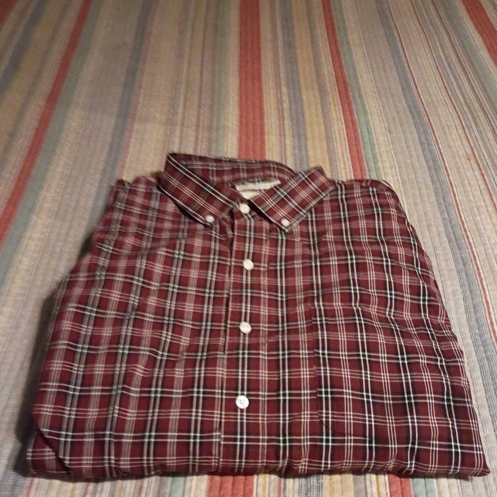 Men's Burgundy Plaid Dress Shirt
